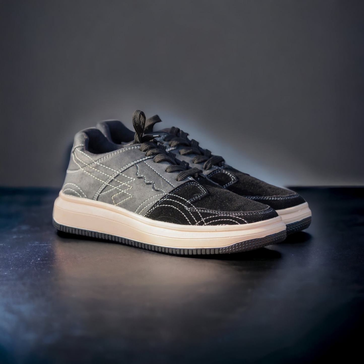 Poise Sneakers Denim Black Laceup Sneakers