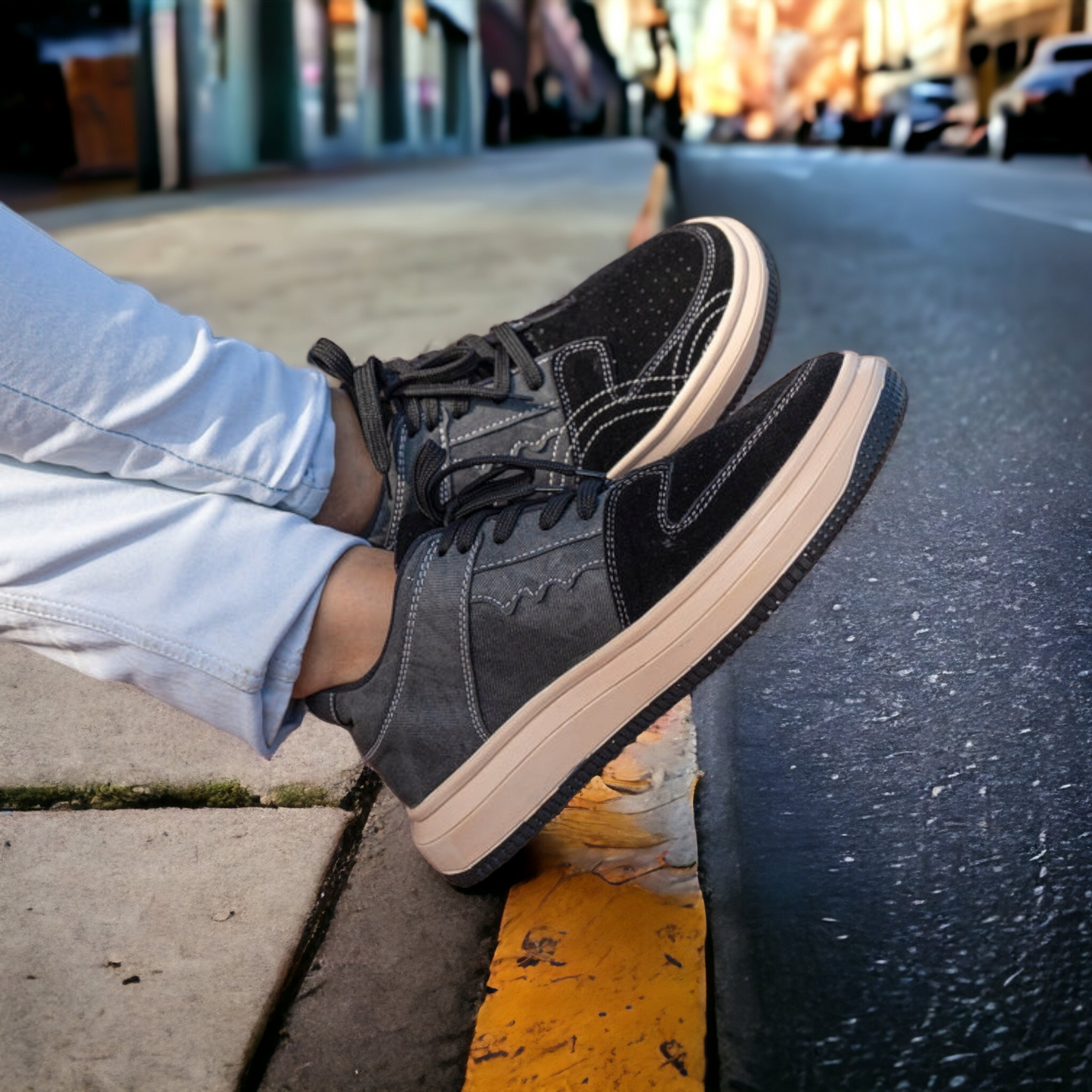 Poise Sneakers Denim Black Laceup Sneakers