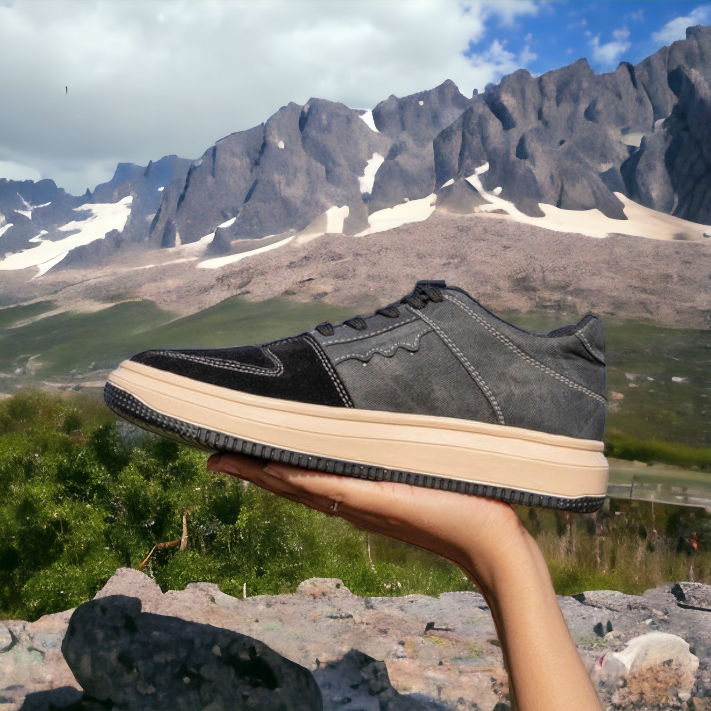 Poise Sneakers Denim Black Laceup Sneakers