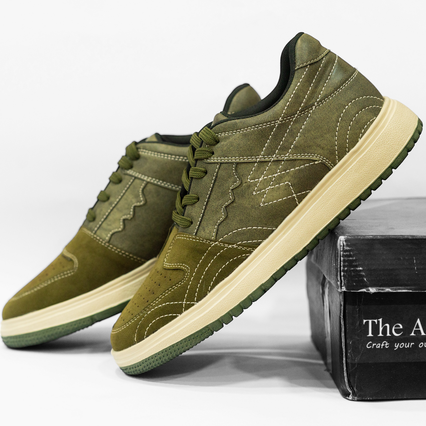 Poise Sneakers Denim Olive Laceup Sneakers