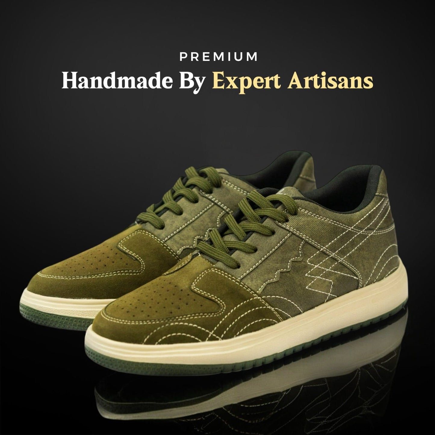 Poise Sneakers Denim Olive Laceup Sneakers