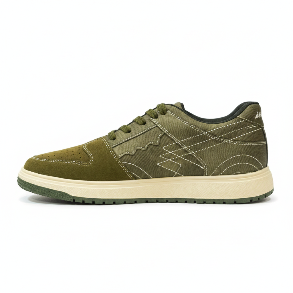 Poise Sneakers Denim Olive Laceup Sneakers